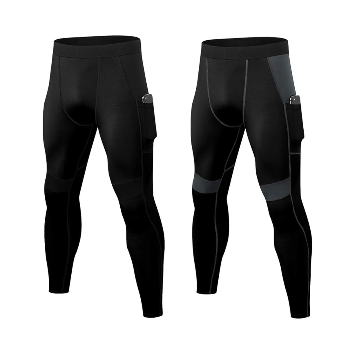 2 Pack Men's Compression Pants Workout Athletic Gym Leggings