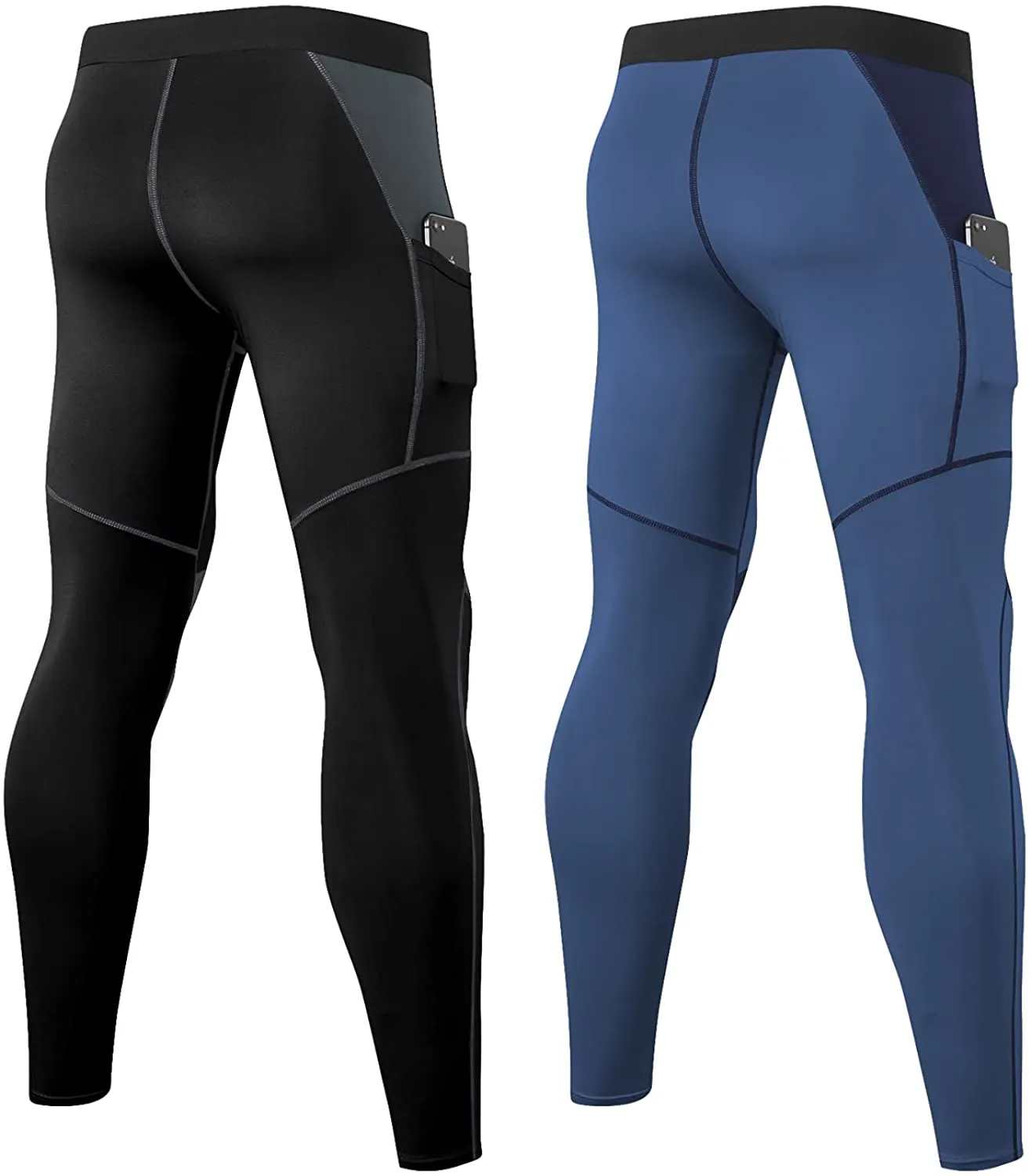 2 Pack Men's Compression Pants Workout Athletic Gym Leggings