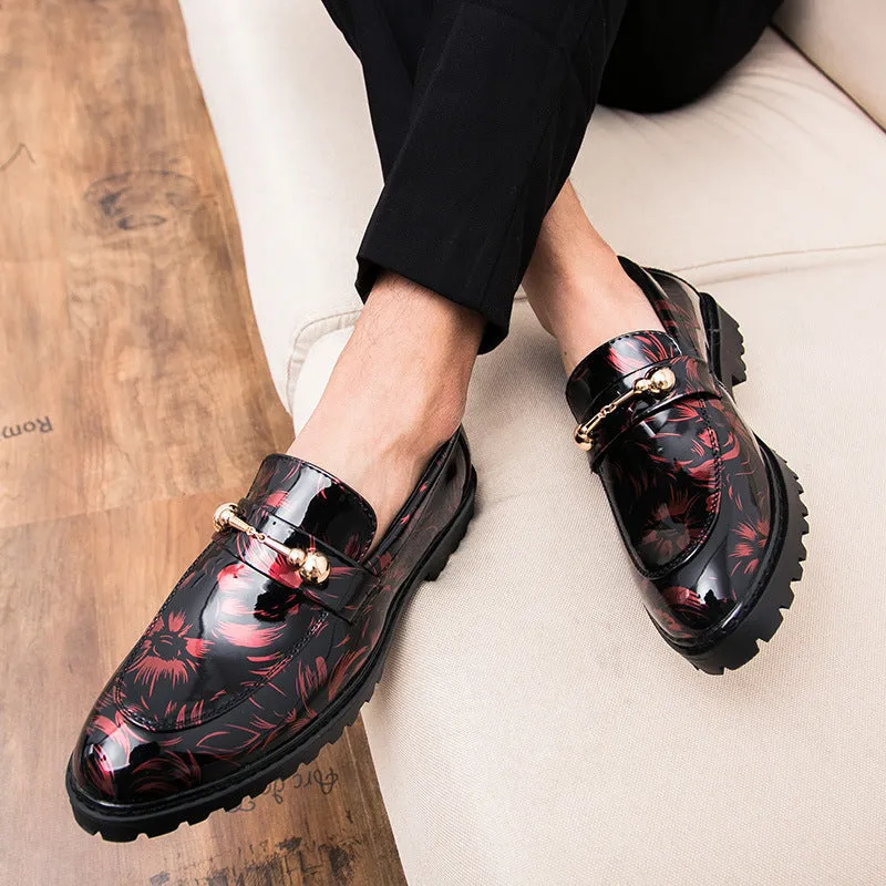 2023 winter new low-top shiny men's shoes British men's pointed toe business casual leather shoes hair stylist cotton leather shoes