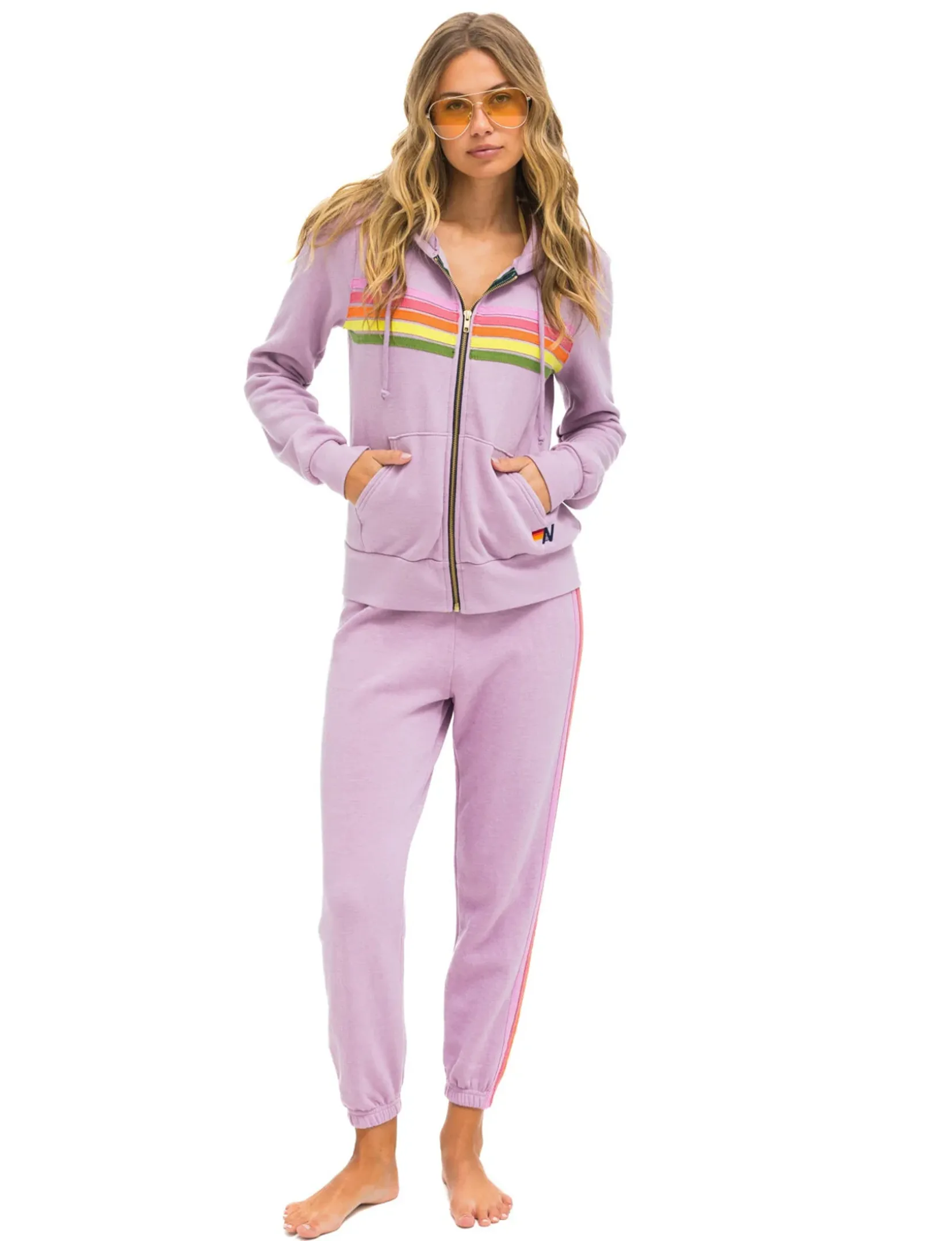 5 Stripe Sweatpants, Mauve/Pink Green