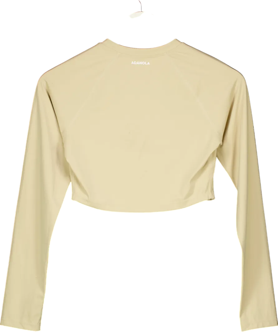 Adanola Beige Long Sleeve Gym Crop Top UK M
