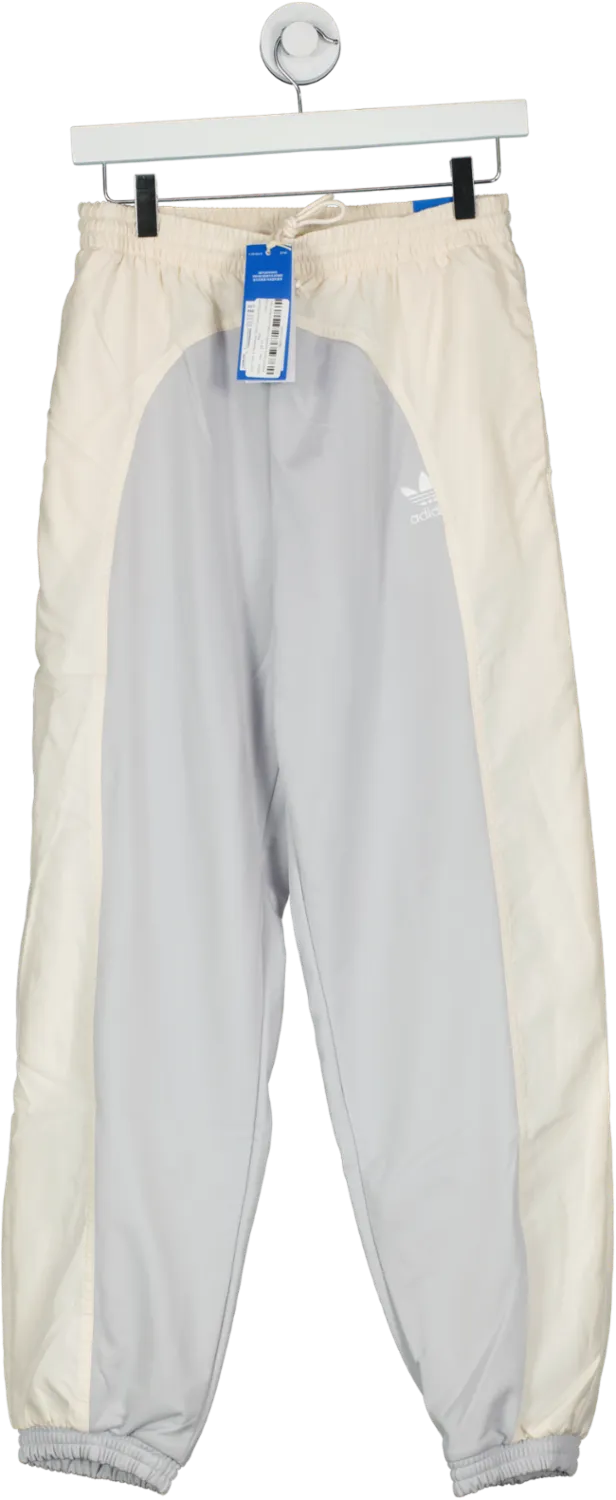adidas Grey / Ivory Embroidered Trefoil Tracksuit Bottoms Bnwt UK 10