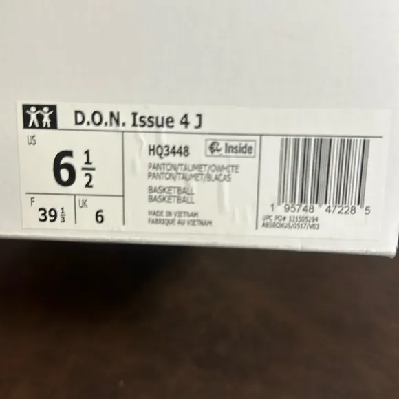 adidas Kids' D.O.N. Issue #4 Basketball Shoes: BLUE/OFF-WHITE: NEW IN BOX:SZ 6.5