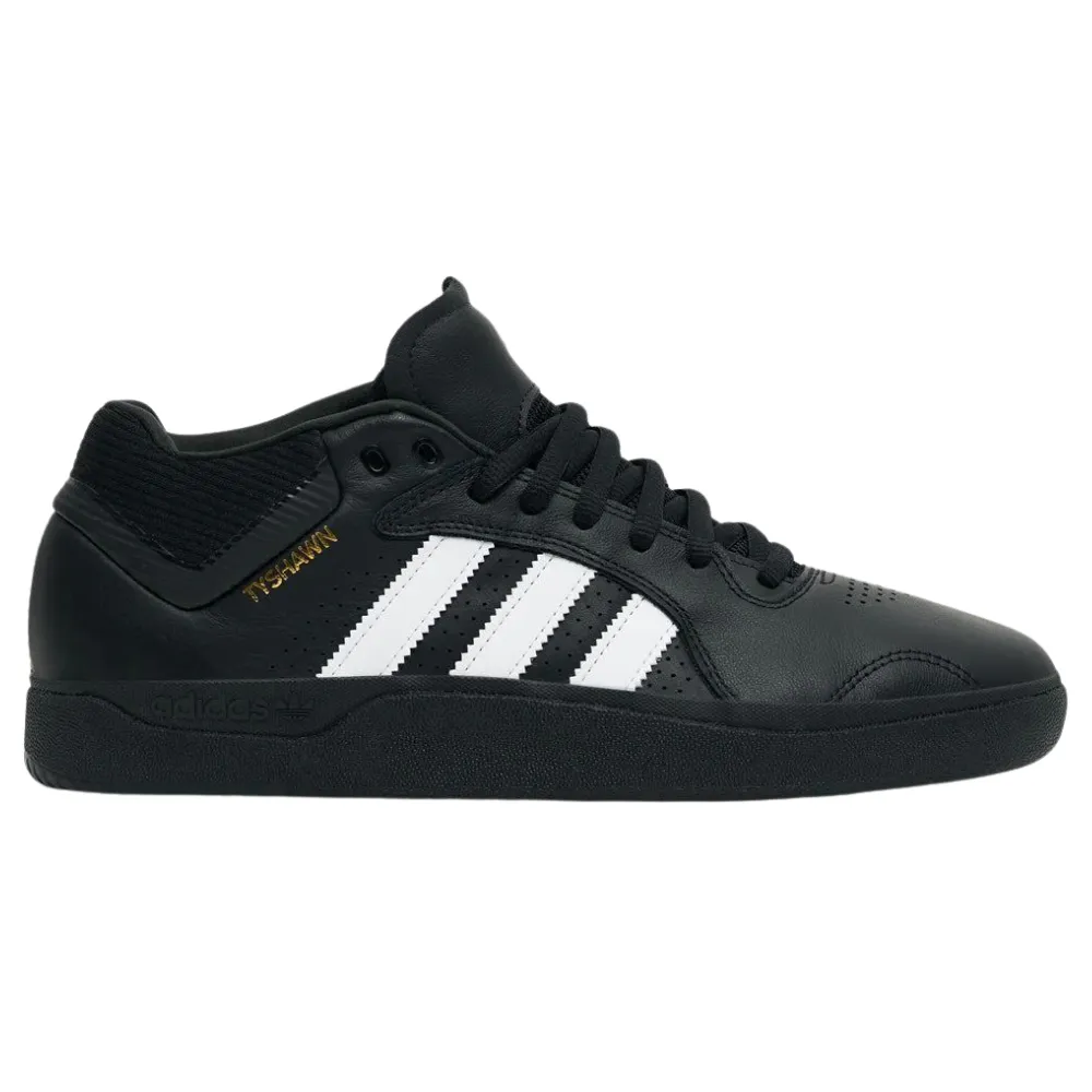 Adidas Tyshawn Leather Skate Shoes | Core Black, Footwear White & Gold Metallic