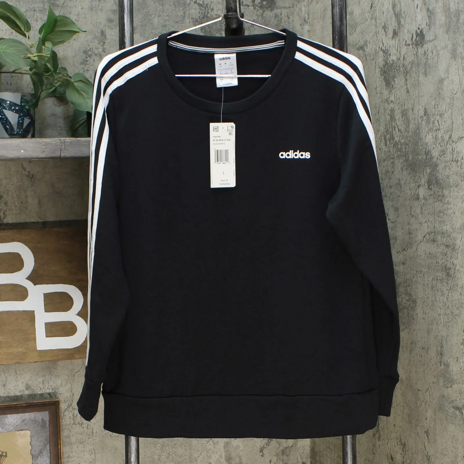 Adidas Women's 3 Stripe Crewneck Fitness Training Pullover Sweatshirt
