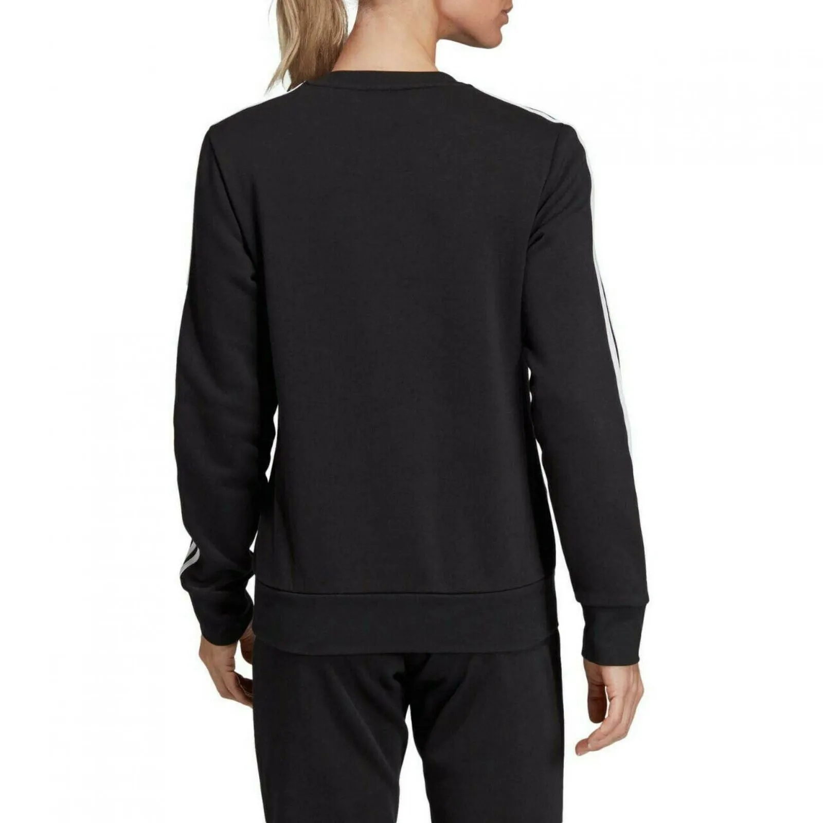 Adidas Women's 3 Stripe Crewneck Fitness Training Pullover Sweatshirt