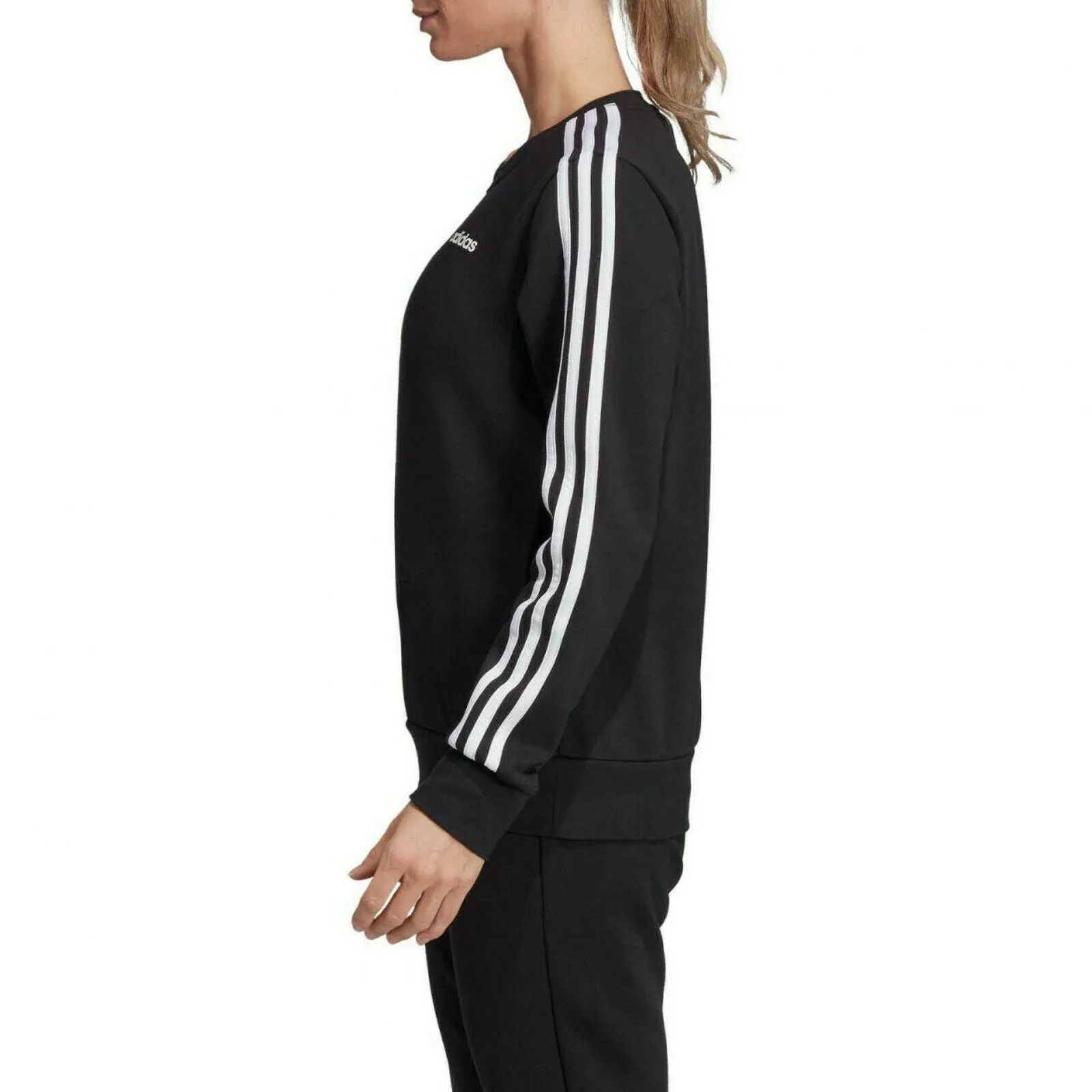 Adidas Women's 3 Stripe Crewneck Fitness Training Pullover Sweatshirt
