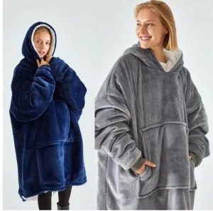 Adults Oversized Fleece Lined Blanket Hoodie Dressing Gown