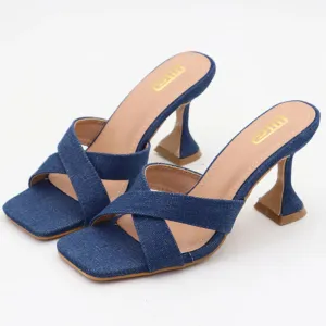 ADVBRIDGE  -  Luxury Designer Open Toe Women Sandal Blue Denim Square Toe Cross Tied Outdoor Shoes Fashion Comfortable Plus Size Women Shoes