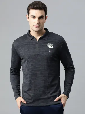 Alcis Men Graphic Printed Polo Collar Dry Tech Slim Fit T-shirt