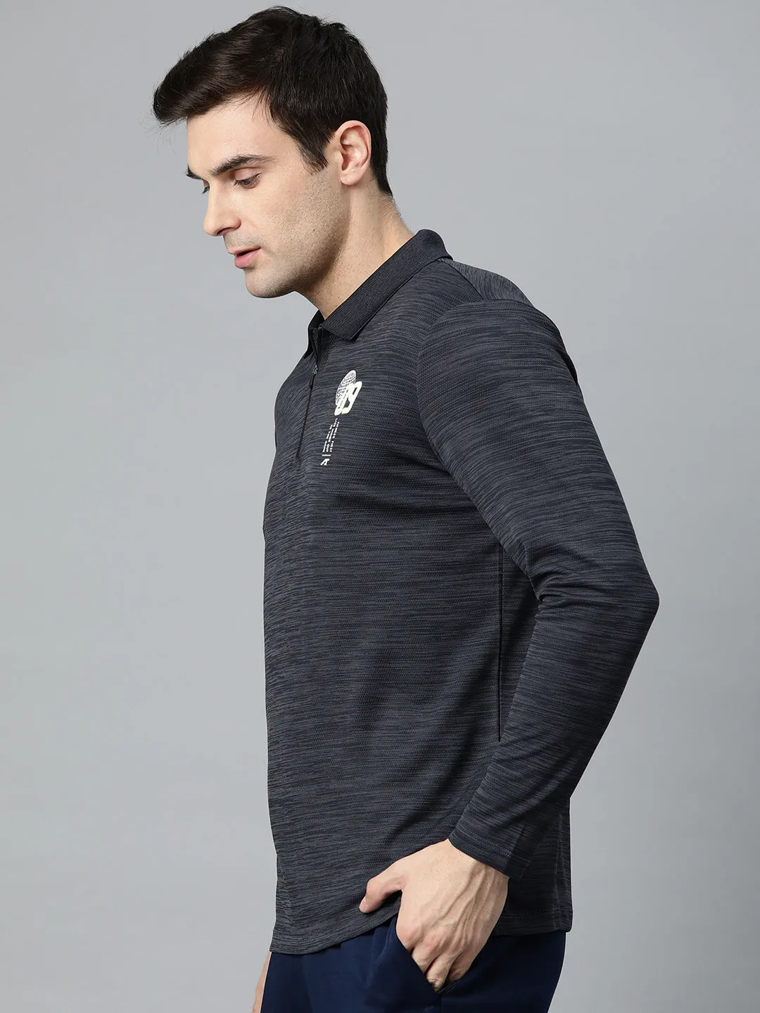 Alcis Men Graphic Printed Polo Collar Dry Tech Slim Fit T-shirt