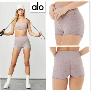 Alo Yoga Alosoft Aura High-Waist Carefree Short Lavender Dusk Heather Size S Gym