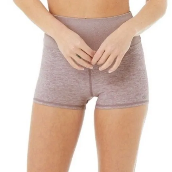 Alo Yoga Alosoft Aura High-Waist Carefree Short Lavender Dusk Heather Size S Gym