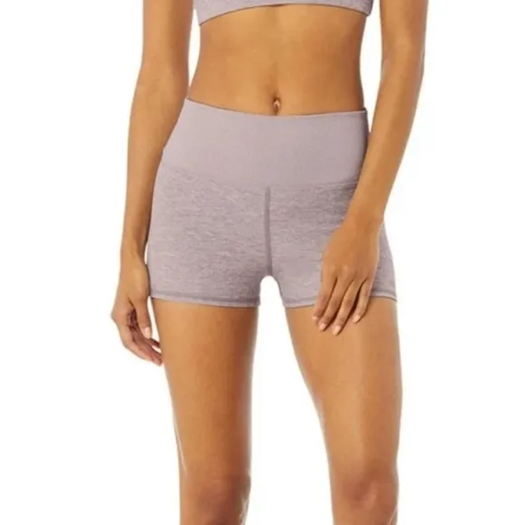 Alo Yoga Alosoft Aura High-Waist Carefree Short Lavender Dusk Heather Size S Gym
