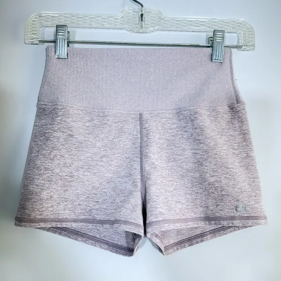 Alo Yoga Alosoft Aura High-Waist Carefree Short Lavender Dusk Heather Size S Gym