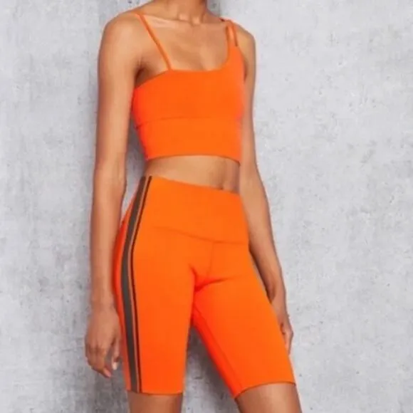 Alo Yoga Women's Orange High Waist Cycle Biker Shorts - XS