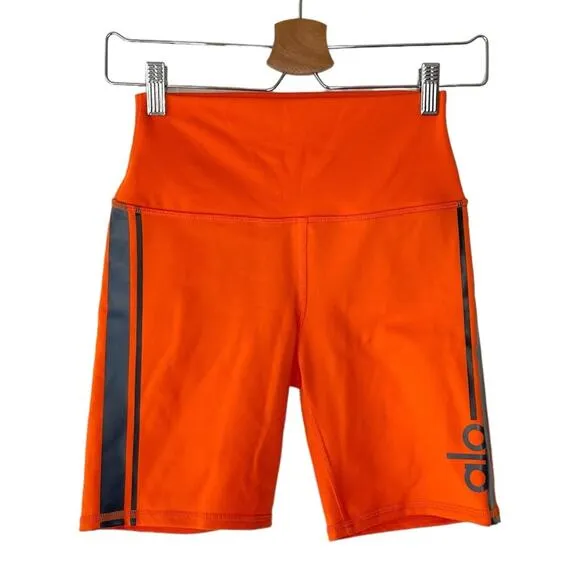 Alo Yoga Women's Orange High Waist Cycle Biker Shorts - XS