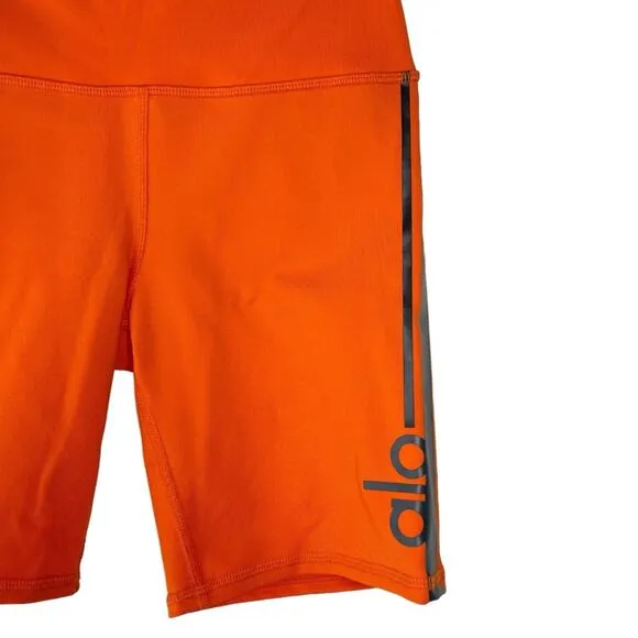 Alo Yoga Women's Orange High Waist Cycle Biker Shorts - XS