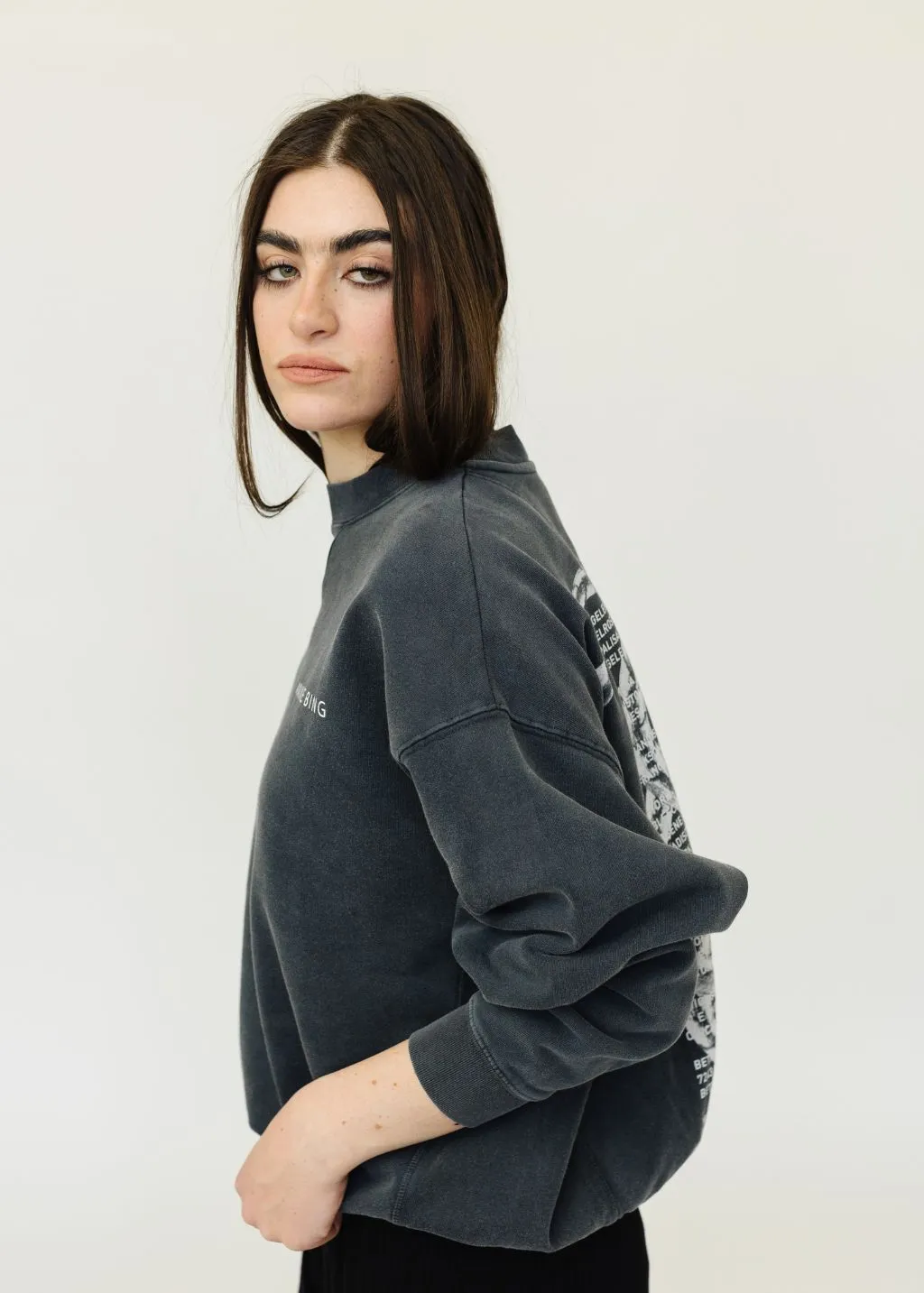 Anine Bing Jaci Twisted Snake Sweatshirt in Washed Black