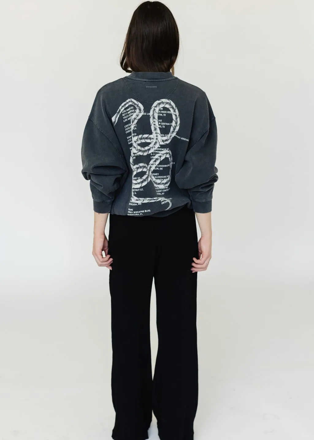 Anine Bing Jaci Twisted Snake Sweatshirt in Washed Black