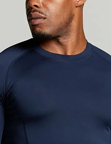ATHLIO Men's UPF 50  Long Sleeve Compression Shirts, Water Sports Rash Guard Base Layer, Athletic Workout Shirt, 3pack Black/Navy/Hunter Green