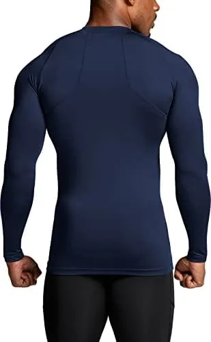 ATHLIO Men's UPF 50  Long Sleeve Compression Shirts, Water Sports Rash Guard Base Layer, Athletic Workout Shirt, 3pack Black/Navy/Hunter Green