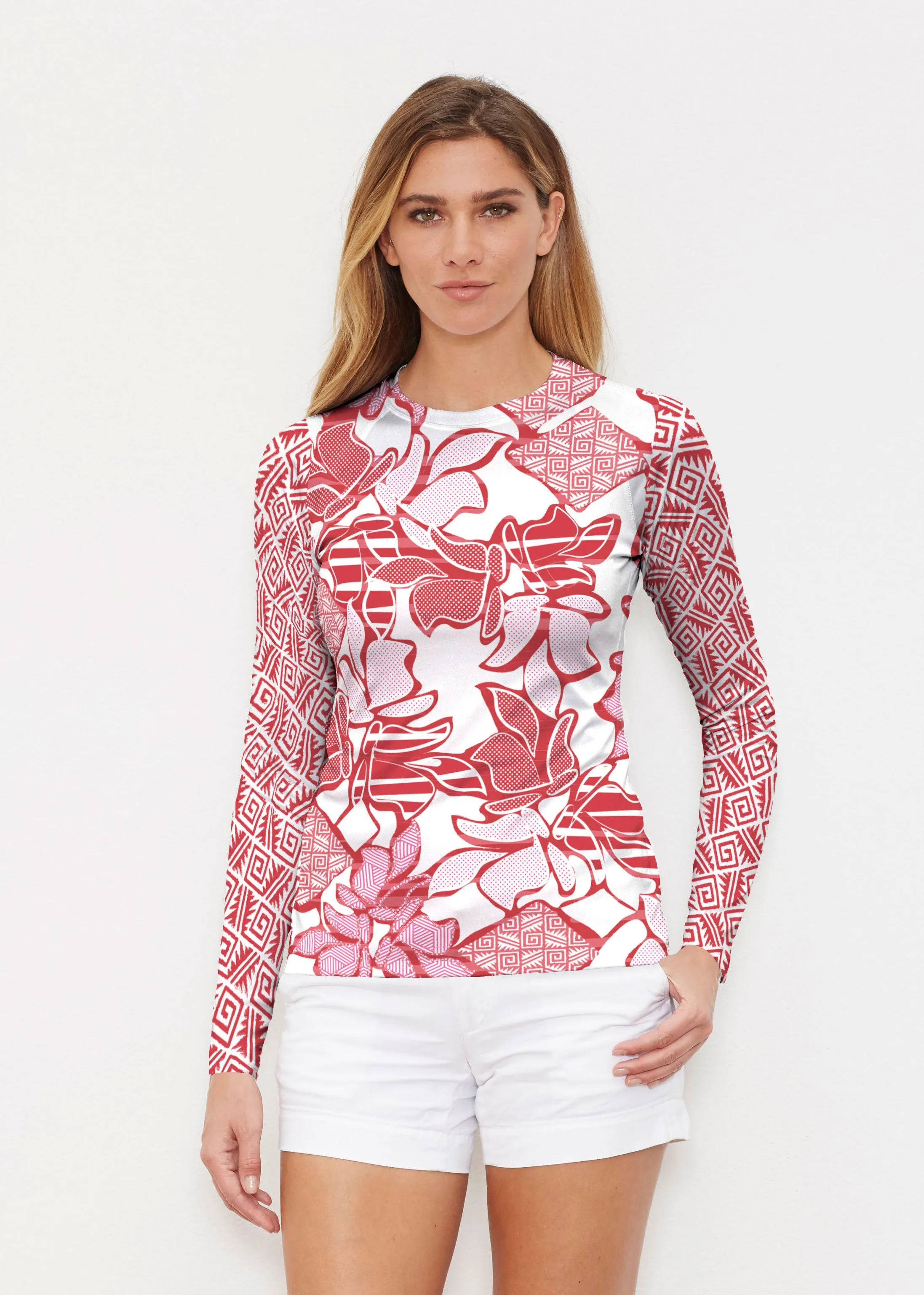 Aztek Sail Red (8117) ~ Long Sleeve Rash Guard