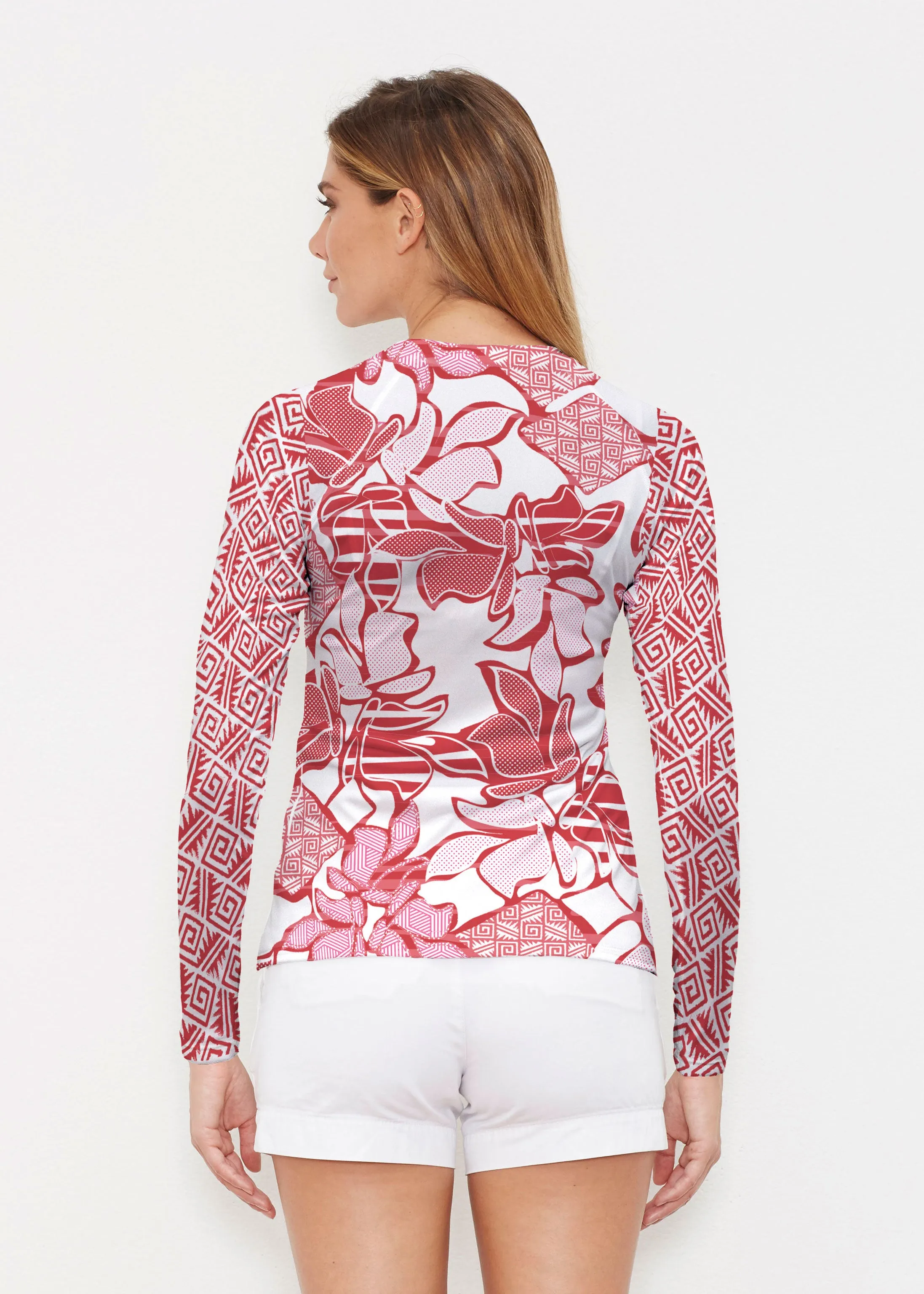 Aztek Sail Red (8117) ~ Long Sleeve Rash Guard