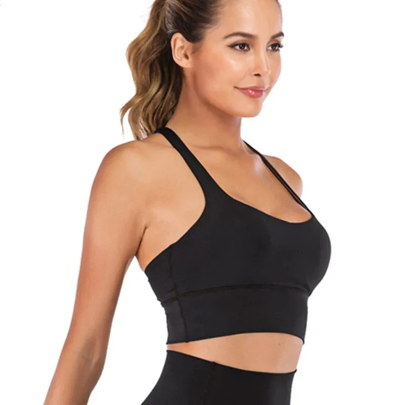 Back Criss Sports Bras with Removable Pads - Quick Dry Fitness Bras, Yoga Crop Tops Women, Solid Workout Yoga Bra