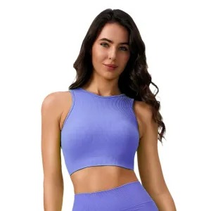 Bask High Neck Ribbed Lace-Up Open Back Sports Bra