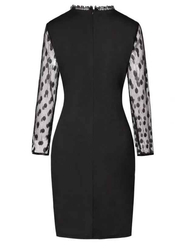BerryBetty - Women's Flocked Dot Mini Dress