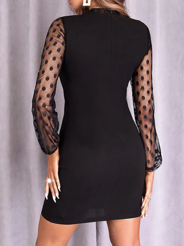 BerryBetty - Women's Flocked Dot Mini Dress