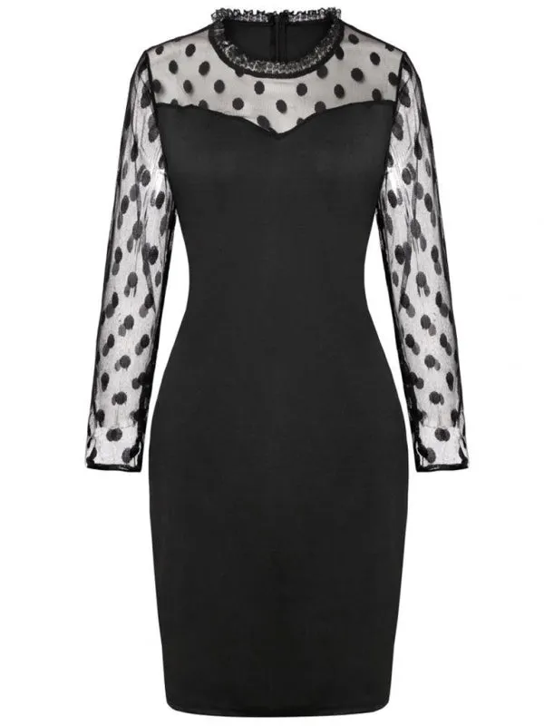 BerryBetty - Women's Flocked Dot Mini Dress
