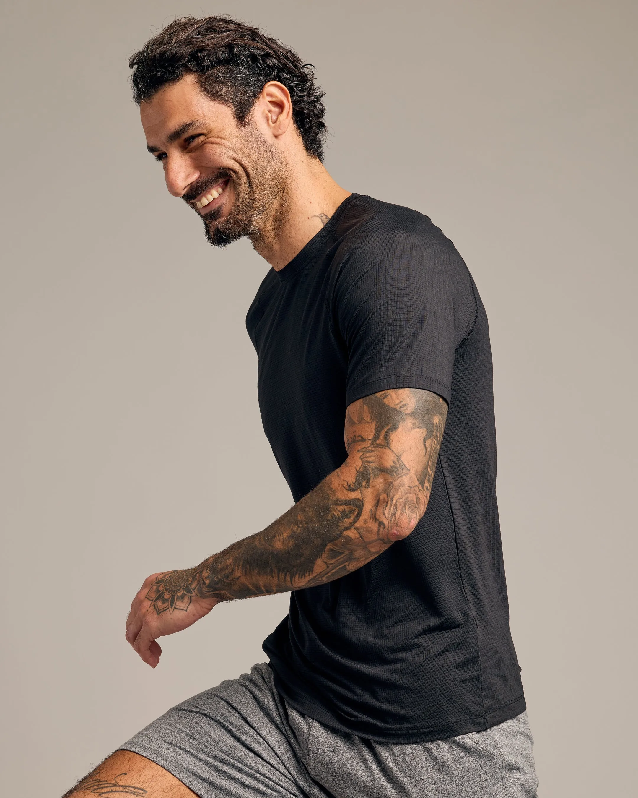Black Active Mesh Crew 3-Pack