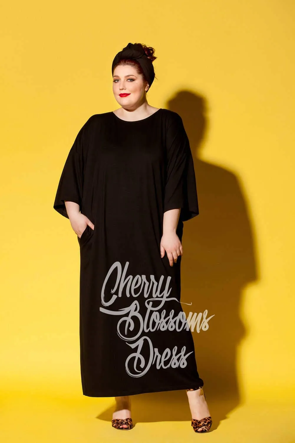 Black Lounge Dress, Plus Size Clothing, Oversized Dress, Loose Maxi Dress, Pocket Kaftan Dress, Comfy Stay Home Dress, Women Loungewear