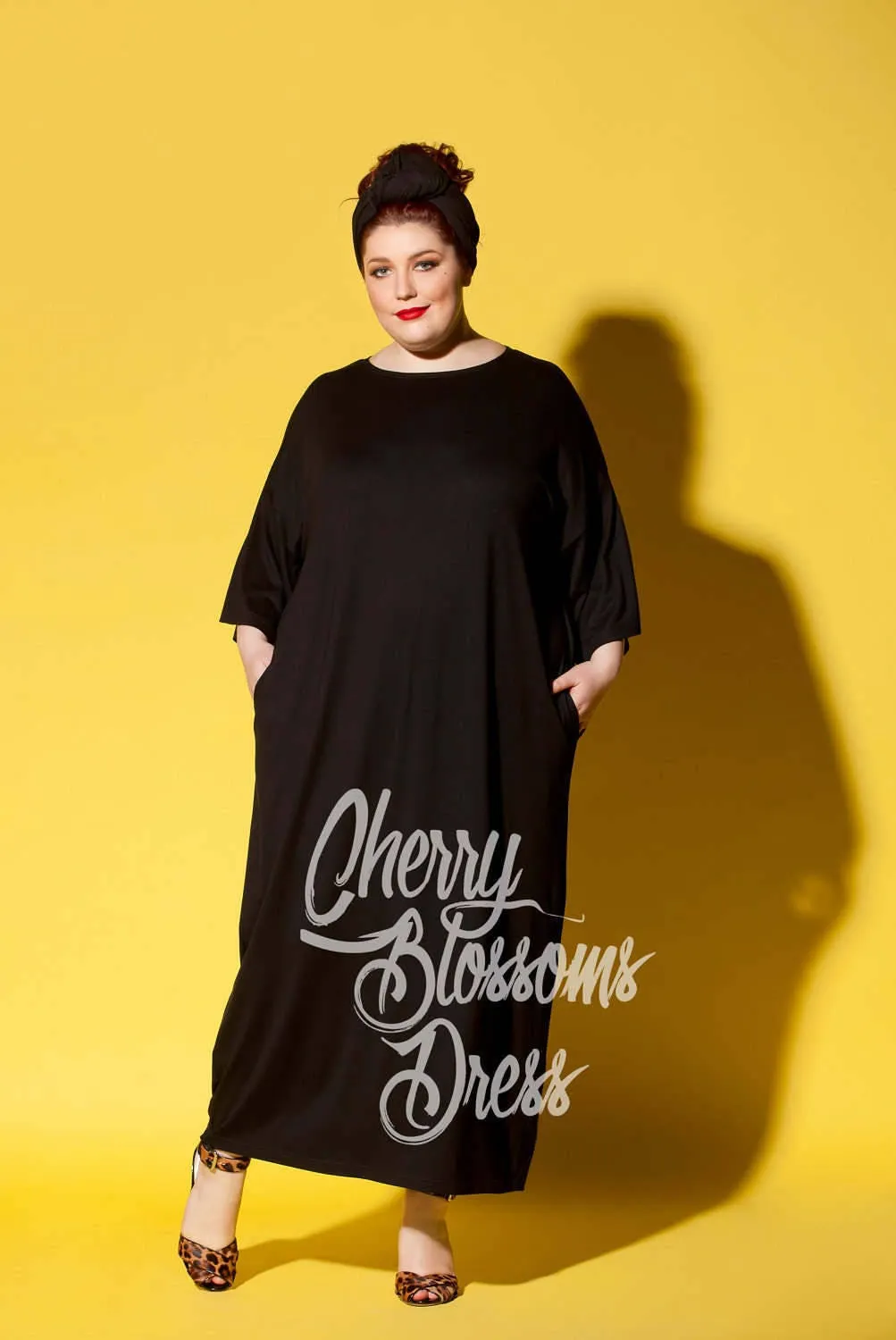 Black Lounge Dress, Plus Size Clothing, Oversized Dress, Loose Maxi Dress, Pocket Kaftan Dress, Comfy Stay Home Dress, Women Loungewear