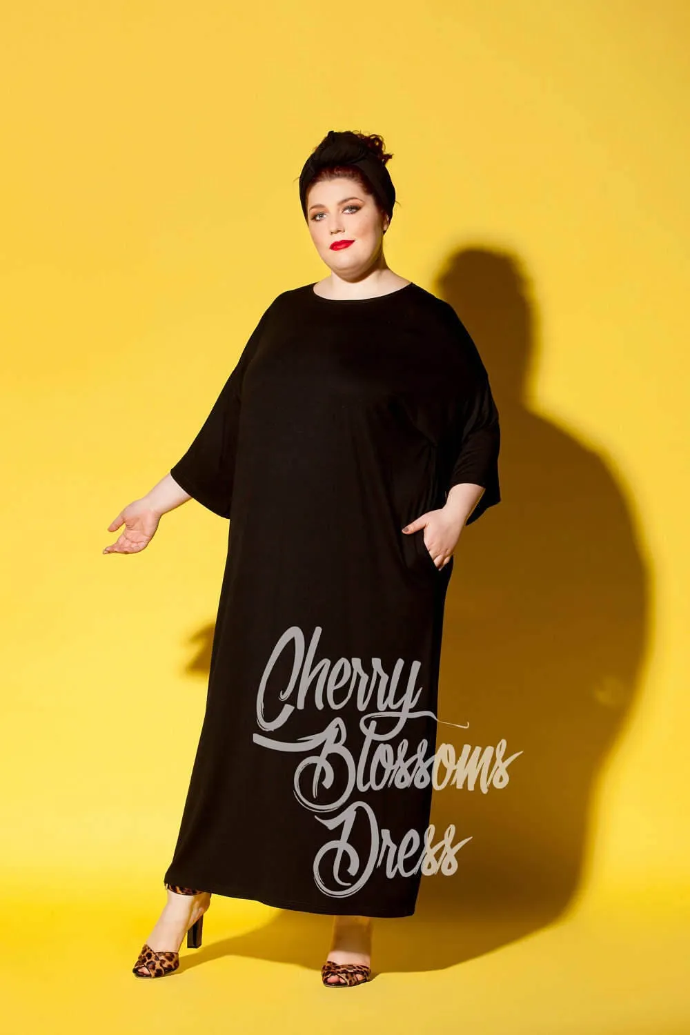 Black Lounge Dress, Plus Size Clothing, Oversized Dress, Loose Maxi Dress, Pocket Kaftan Dress, Comfy Stay Home Dress, Women Loungewear