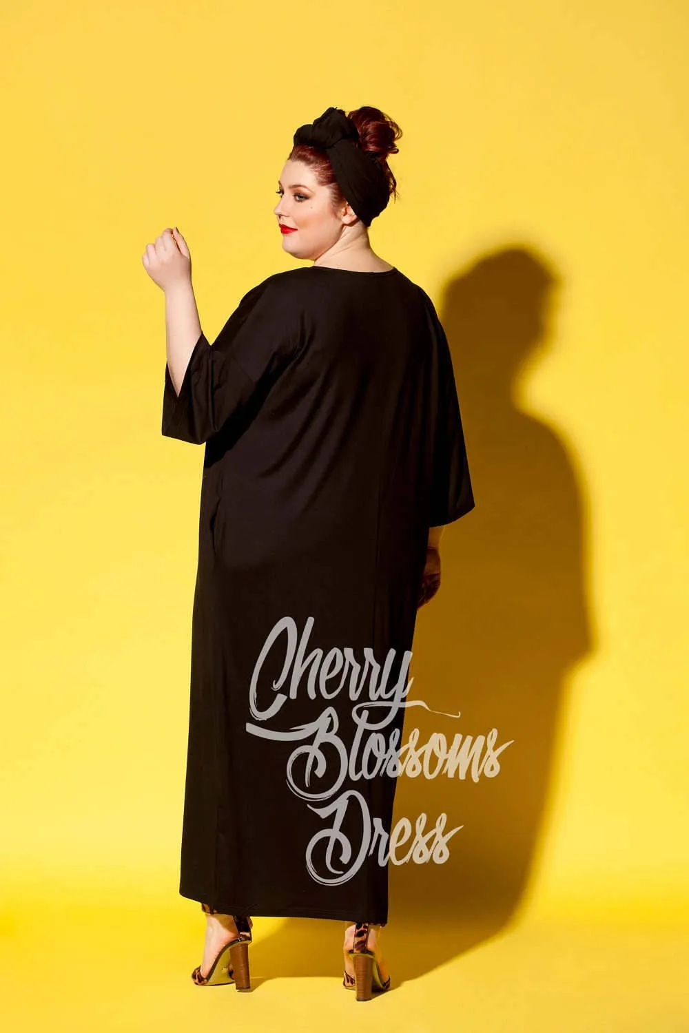 Black Lounge Dress, Plus Size Clothing, Oversized Dress, Loose Maxi Dress, Pocket Kaftan Dress, Comfy Stay Home Dress, Women Loungewear