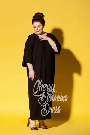 Black Lounge Dress, Plus Size Clothing, Oversized Dress, Loose Maxi Dress, Pocket Kaftan Dress, Comfy Stay Home Dress, Women Loungewear
