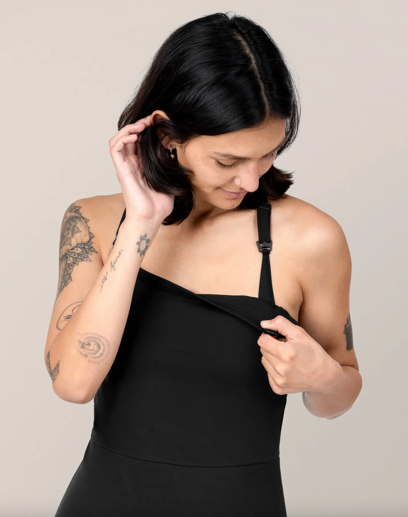 Black Stevie Active Racerback Nursing Dress