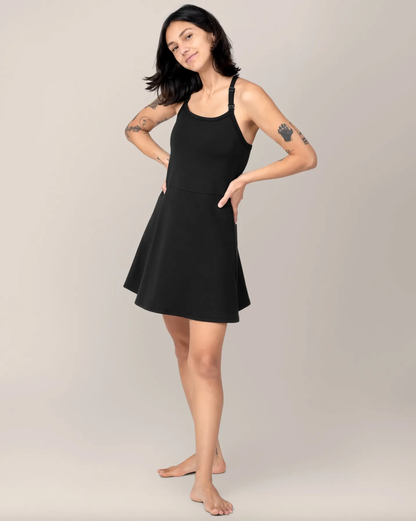 Black Stevie Active Racerback Nursing Dress