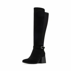Blondo Women's Twyla Knee High Boot, Black Suede, 7.5 Wide - Very Good