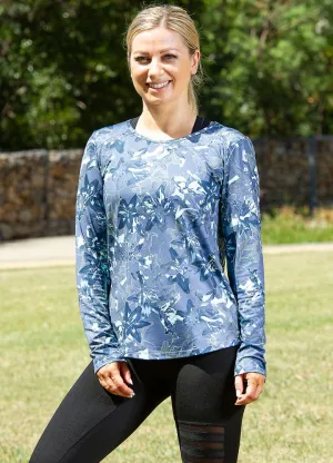 Blue Floral LS Women's T Shirt