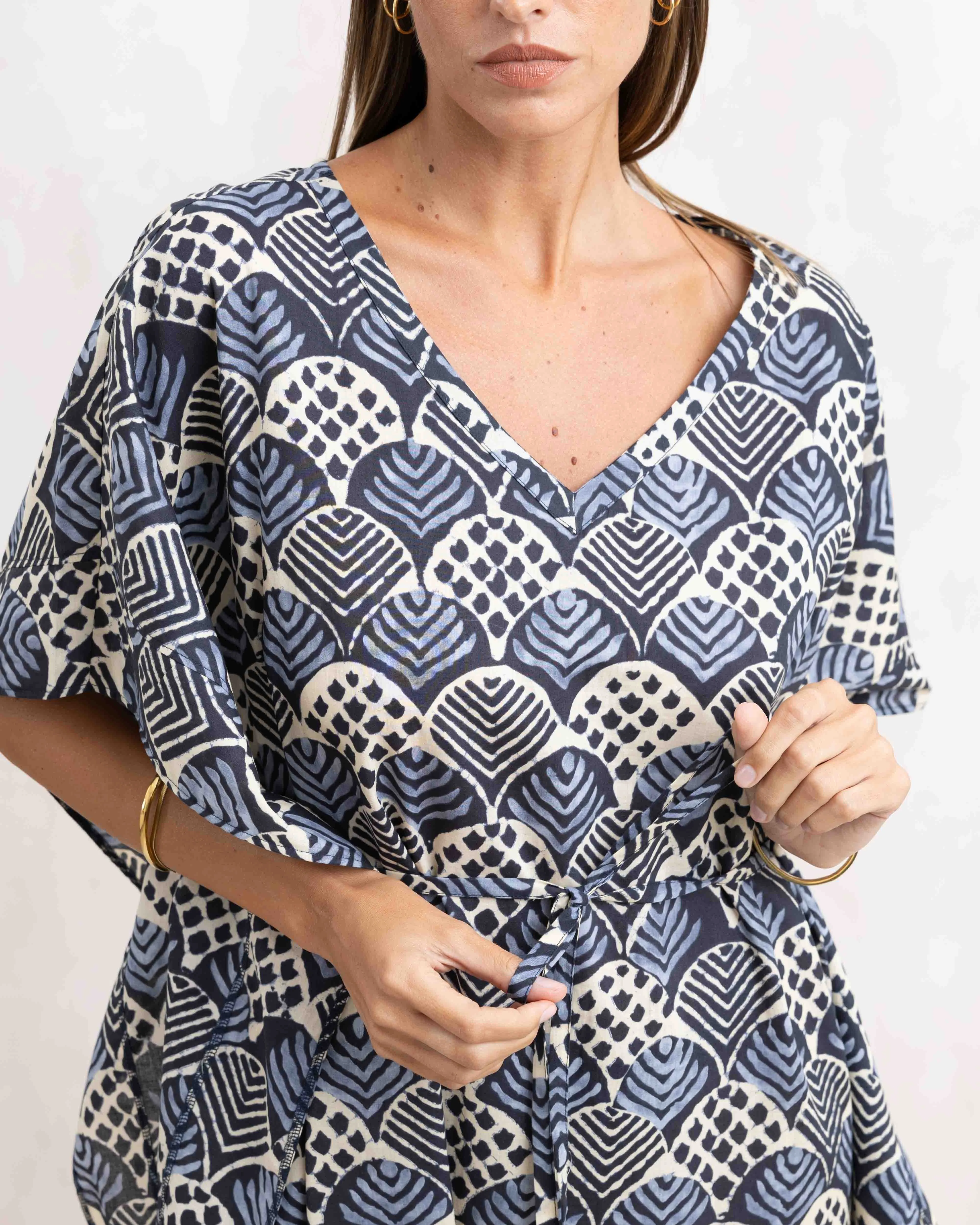 BLUE LADIES COTTON BASIC KAFTAN