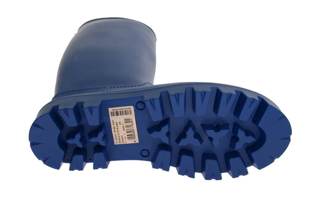 Blue Rubber Knee Rain Boots