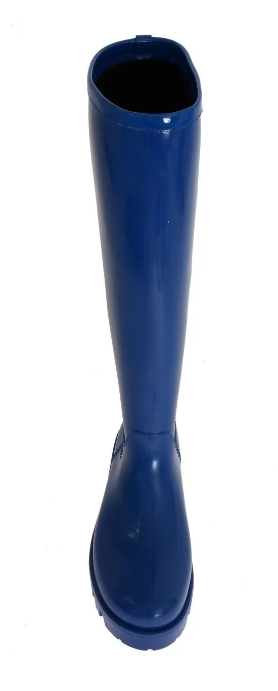 Blue Rubber Knee Rain Boots