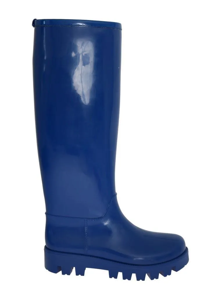 Blue Rubber Knee Rain Boots
