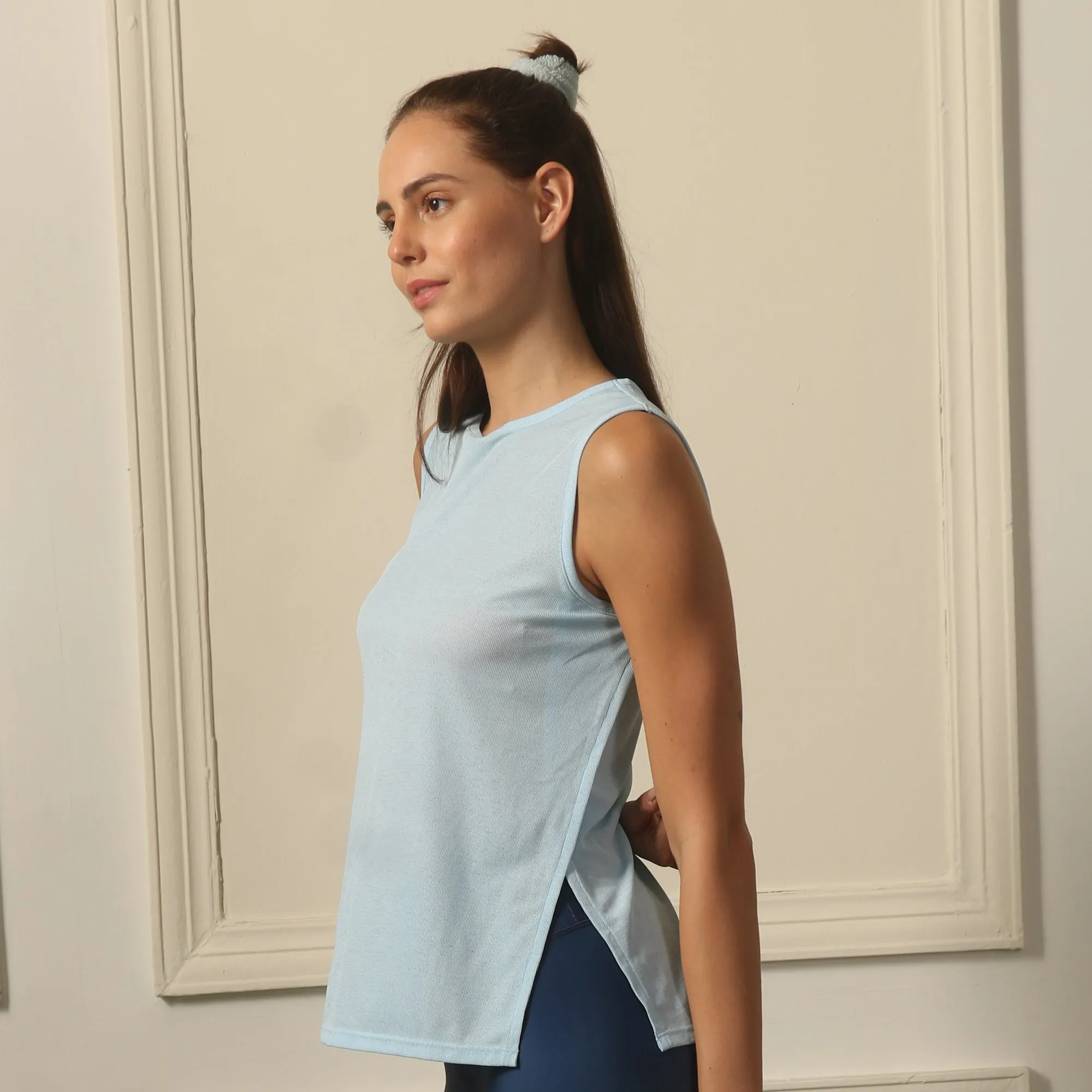 Boat Neck Coverup Tee with Side Slit
