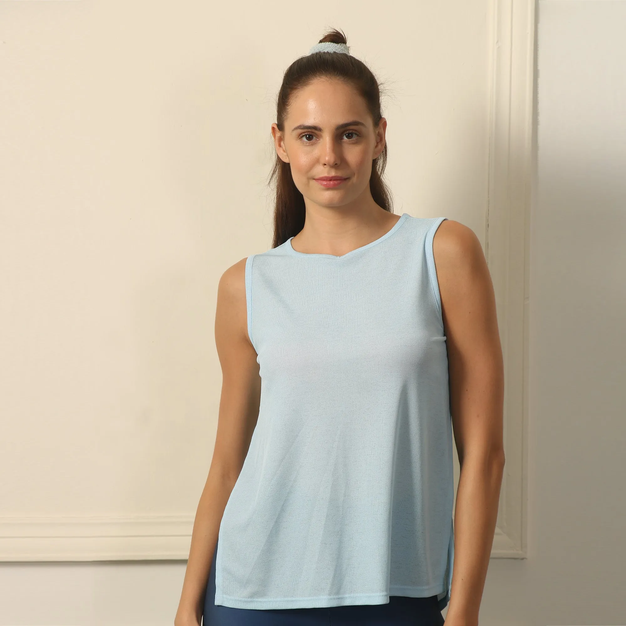 Boat Neck Coverup Tee with Side Slit