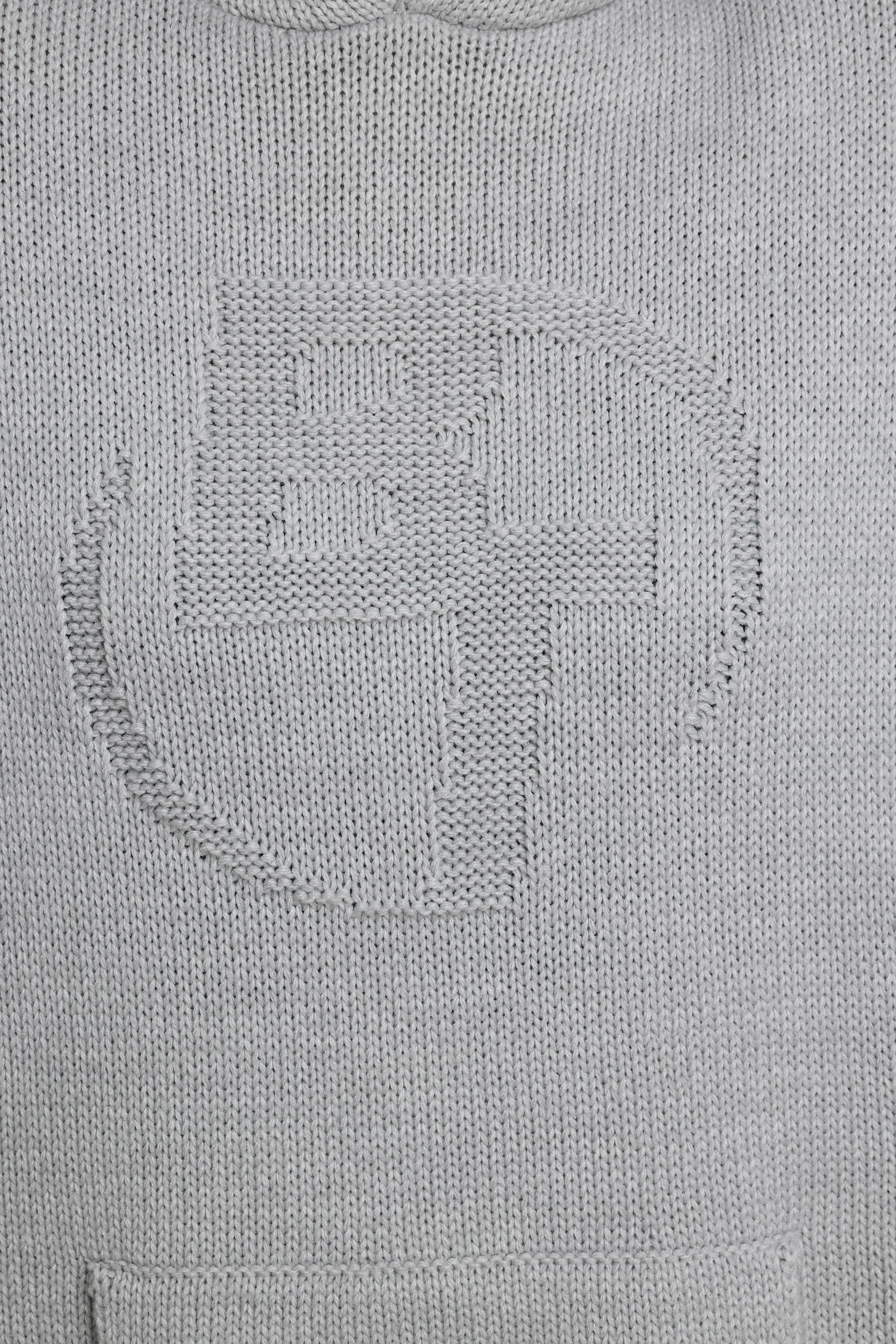 Boyfriend - Oversized Chunky Knit Hoodie in Heather Grey